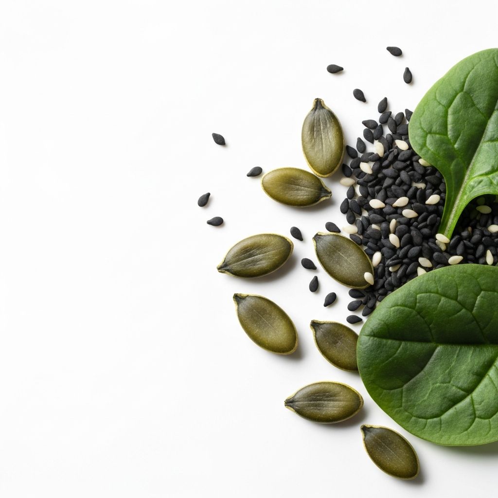 Seeds and leafy greens containing various trace minerals
